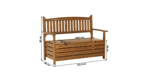 BABATA, zahradní lavička, hnědá, 124 cm