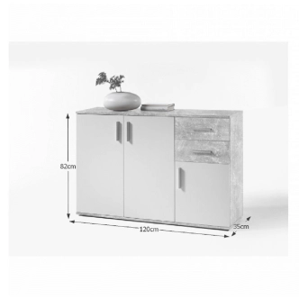 BANCAN 2 komoda, bílá / beton