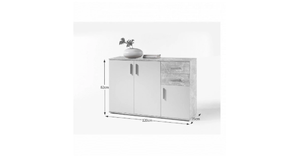 BANCAN 2 komoda, bílá / beton