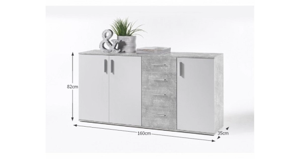 BANCAN 3 komoda, bílá / beton