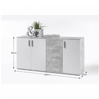 BANCAN 3 komoda, bílá / beton