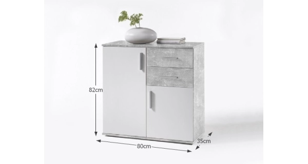 BANCAN 4 komoda, bílá / beton