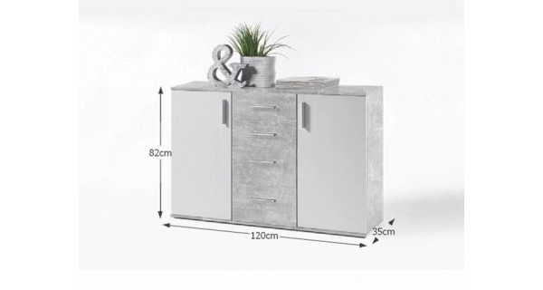 BANCAN 5 komoda, bílá / beton