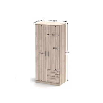 BANING skříň 2D2S, dub sonoma