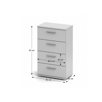 BANING šuplíková komoda, bílá