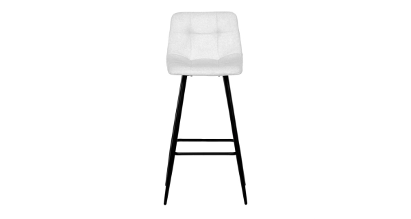 Barová židle BELMORWEL, bílá látka, černá podnož