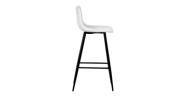 Barová židle BELMORWEL, bílá látka, černá podnož