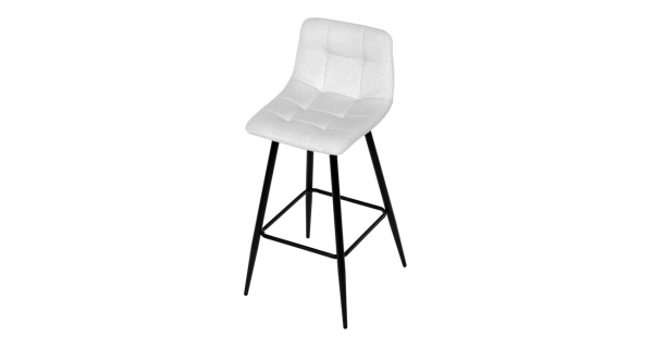 Barová židle BELMORWEL, bílá látka, černá podnož