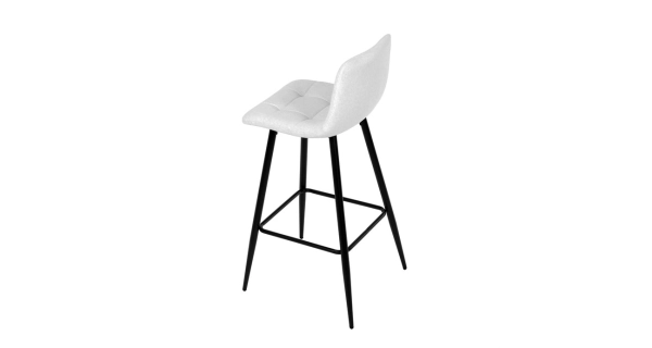 Barová židle BELMORWEL, bílá látka, černá podnož