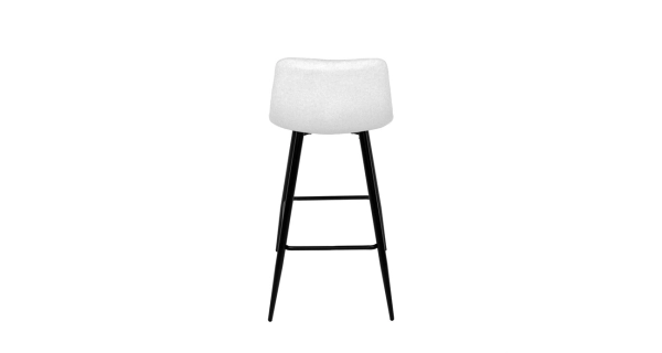 Barová židle BELMORWEL, bílá látka, černá podnož