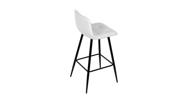 Barová židle BELMORWEL, bílá látka, černá podnož