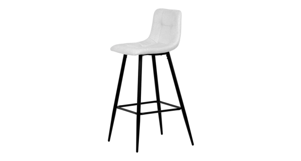 Barová židle BELMORWEL, bílá látka, černá podnož