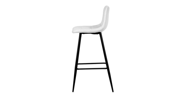 Barová židle BELMORWEL, bílá látka, černá podnož