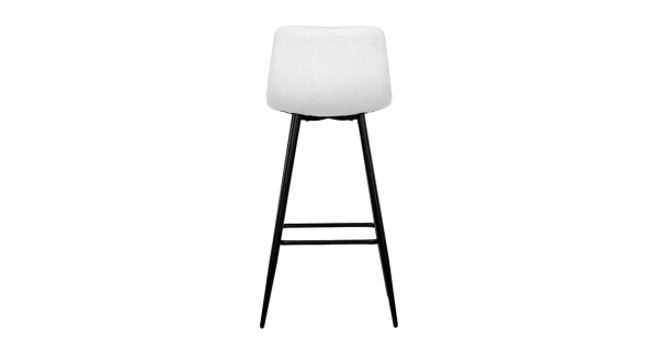 Barová židle BELMORWEL, bílá látka, černá podnož