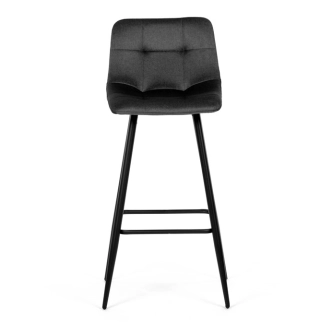 Barová židle BELMORWEL, šedá látka, černá podnož
