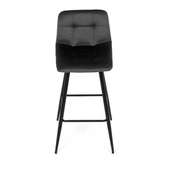 Barová židle BELMORWEL, šedá látka, černá podnož