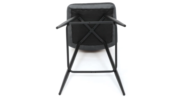 Barová židle BELMORWEL, šedá látka, černá podnož