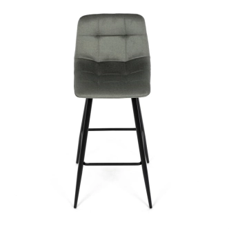 Barová židle BELMORWEL, zelená látka, černá podnož