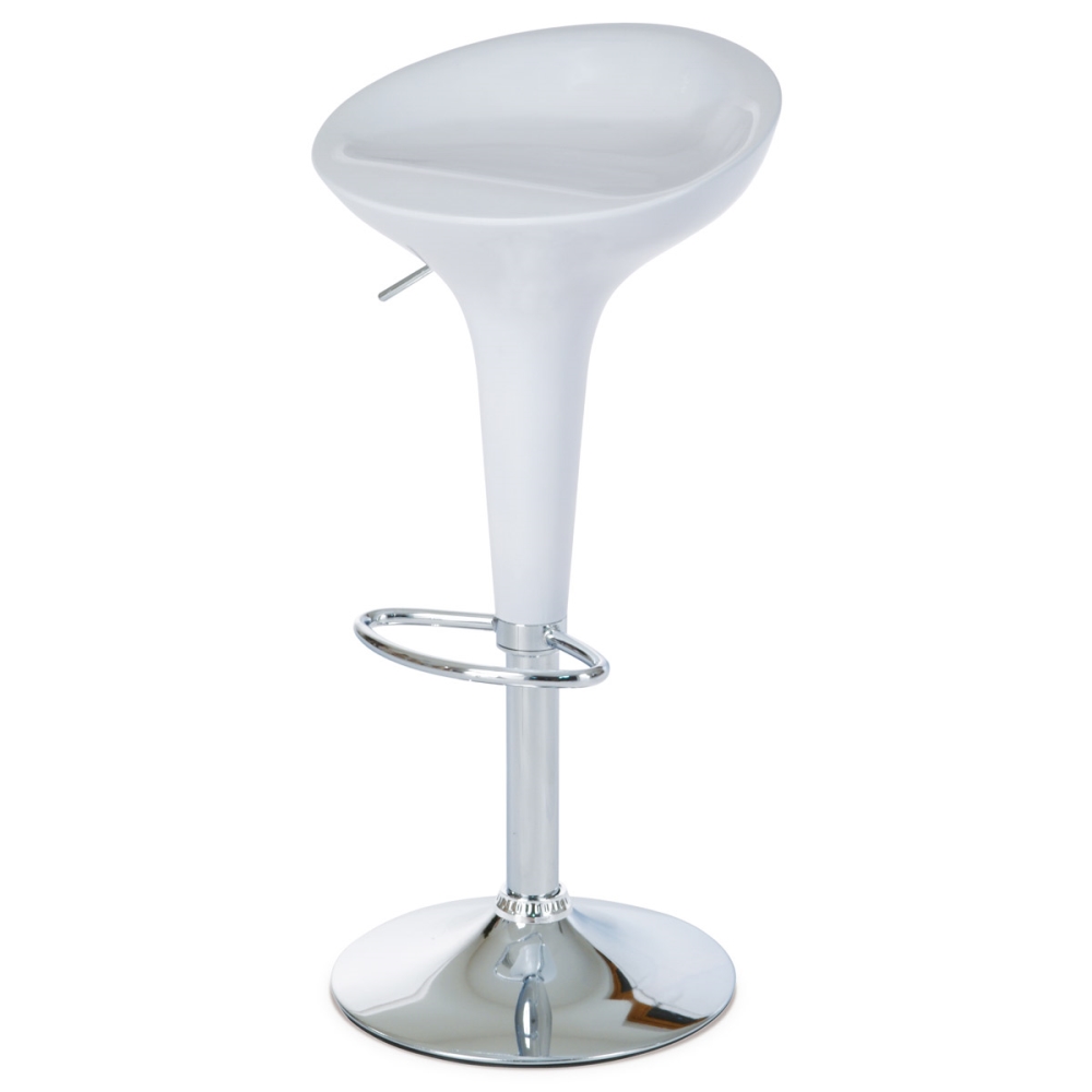 Levně Barová židle NIPPON, bílá/plast chrom