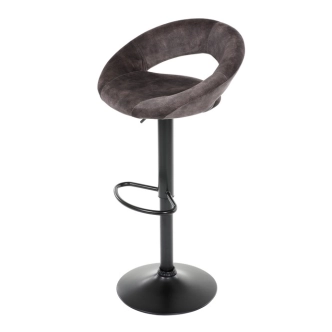 Barová židle DALTREN, hnědá sametová látka, černá podnož