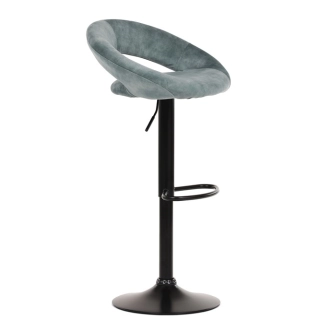 Barová židle DALTREN, modrá sametová látka, černá podnož