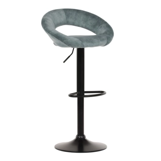 Barová židle DALTREN, modrá sametová látka, černá podnož