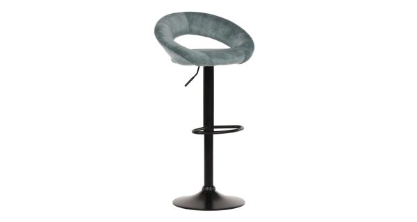 Barová židle DALTREN, modrá sametová látka, černá podnož