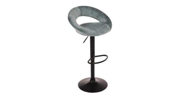 Barová židle DALTREN, modrá sametová látka, černá podnož