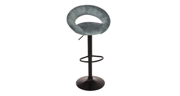 Barová židle DALTREN, modrá sametová látka, černá podnož