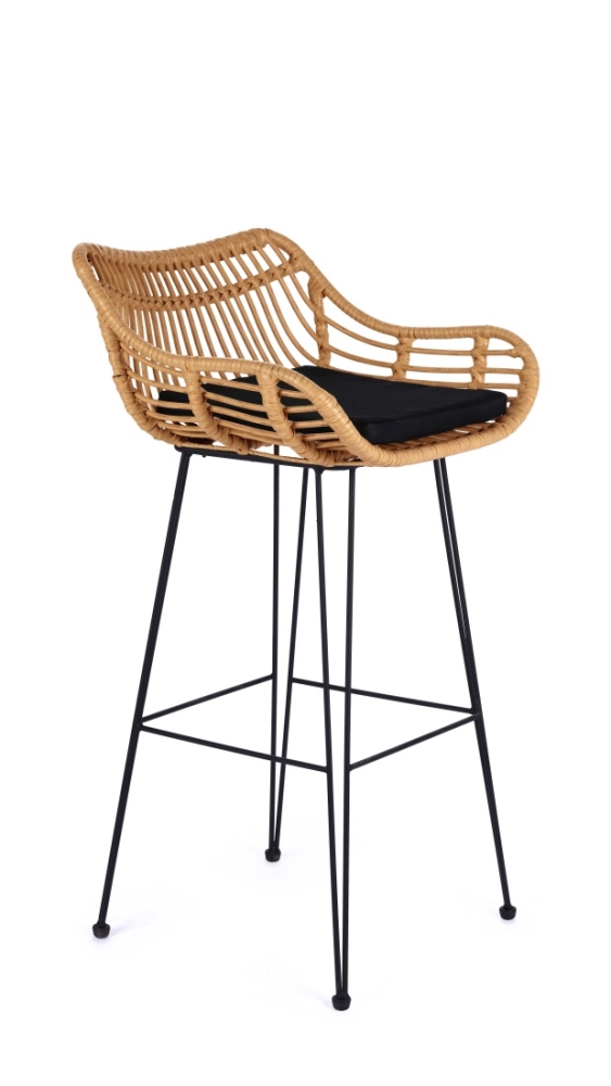 Levně Barová židle LONGOR, černá/přírodní