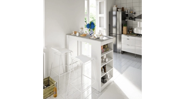 Barový stůl FERBL, bílá/beton