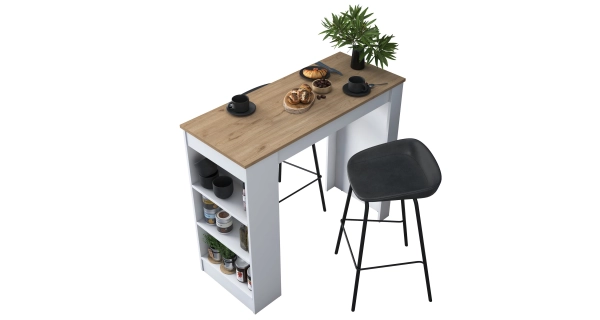 Barový stůl TORLOR, bílá/vlašský ořech