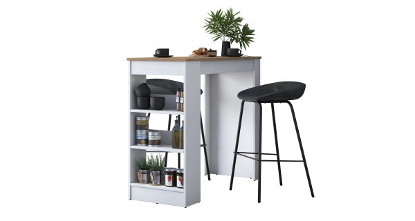 Barový stůl TORLOR, bílá/vlašský ořech