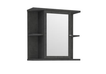 BELBEL koupelnová horní skříňka se zrcadlem, tmavě šedý beton, 5 let záruka