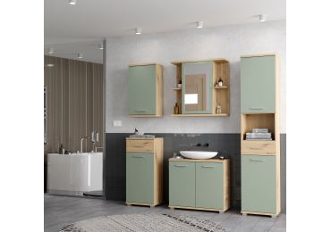 BELBEL koupelnová sestava, dub artisan/šalvěj, 5 let záruka