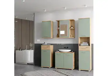 BELBEL koupelnová sestava, dub artisan/šalvěj