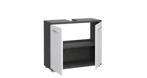 BELBEL koupelnová sestava, tmavě šedý beton/bílý lesk, 5 let záruka