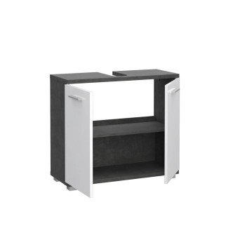 BELBEL koupelnová skříňka pod umyvadlo, tmavě šedý beton/bílý lesk, 5 let záruka