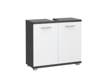 BELBEL koupelnová skříňka pod umyvadlo, tmavě šedý beton/bílý lesk, 5 let záruka