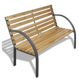 BERKA, zahradní lavička, černá/přírodní, 122 cm