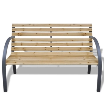 BERKA, zahradní lavička, černá/přírodní, 122 cm