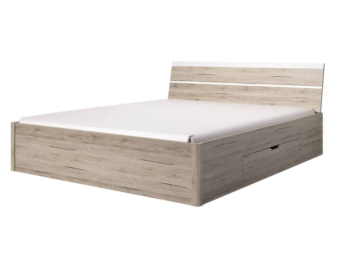 MAGGIE postel 180x200 cm, dub san remo světlý/bílá 