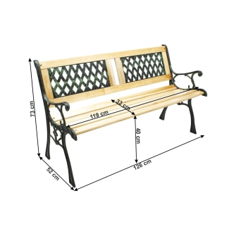 BEZEMA, zahradní lavička, černá/přírodní, 126 cm