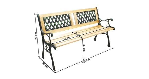 BEZEMA, zahradní lavička, černá/přírodní, 126 cm