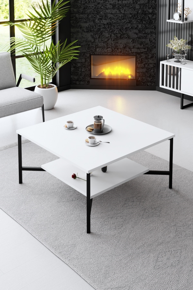 Levně Konferenční stolek ALIBABA, bílá/černá