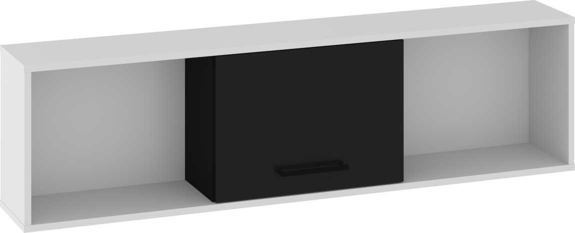 Závěsná skříňka PRUDHOE 1D, bílá/černý lesk, 5 let záruka