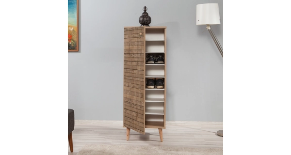 Botník ASHER, dub sonoma/latě