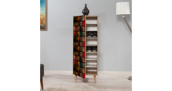 Botník ASHER, dub sonoma/vícebarevný