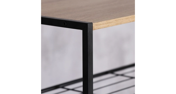 Botník DAMIKO 3 police, dekor dub sonoma/černý kov