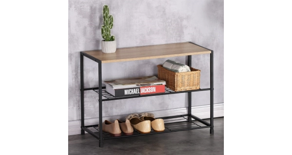 Botník DAMIKO, dub sonoma/černý kov